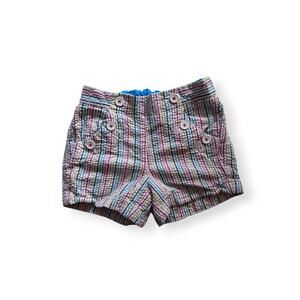 Mini Boden rainbow stripe seersucker shorts